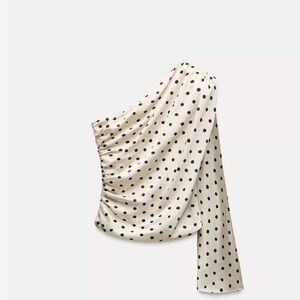 Zara One-Shoulder Polka Dot Top